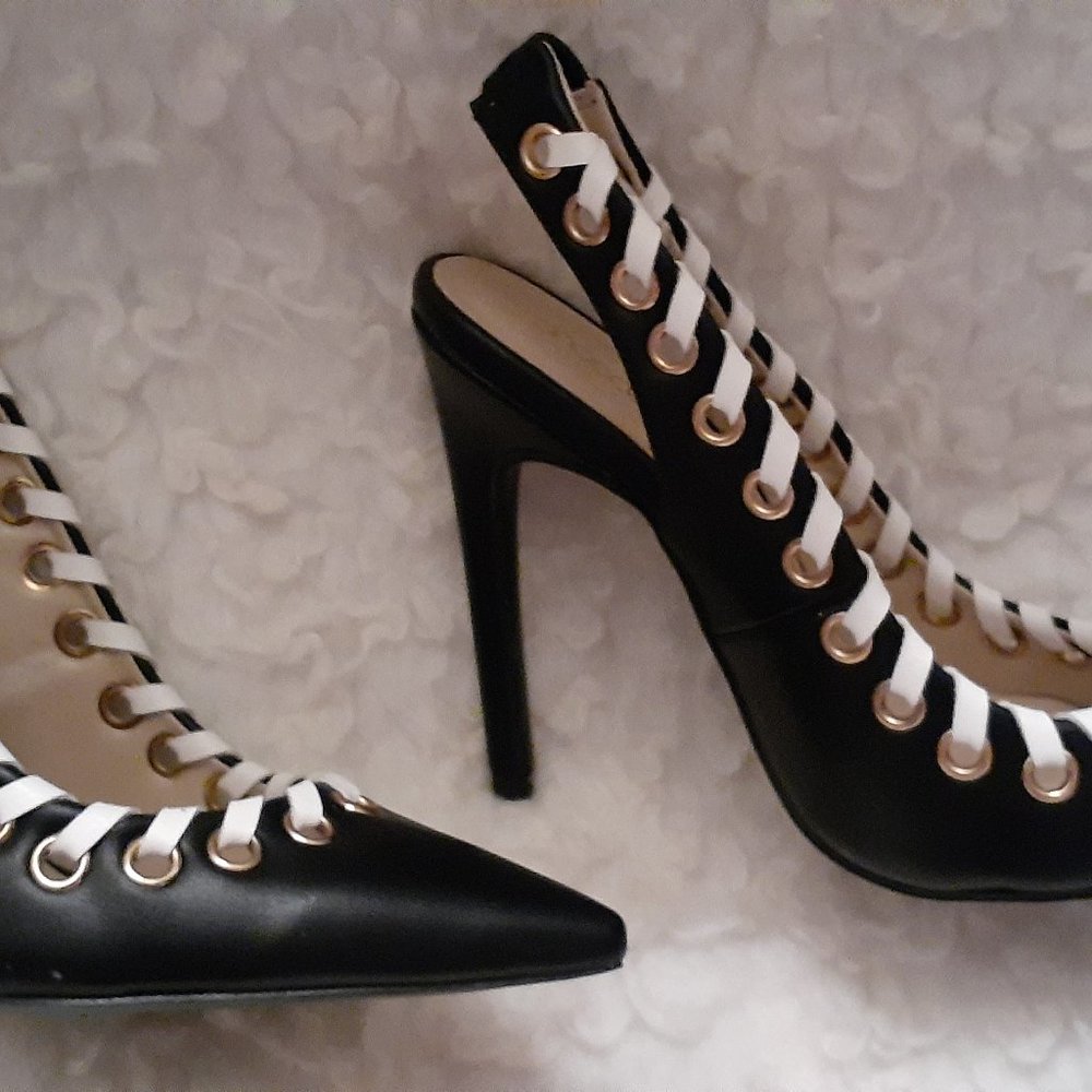 Black Slingback with white trim